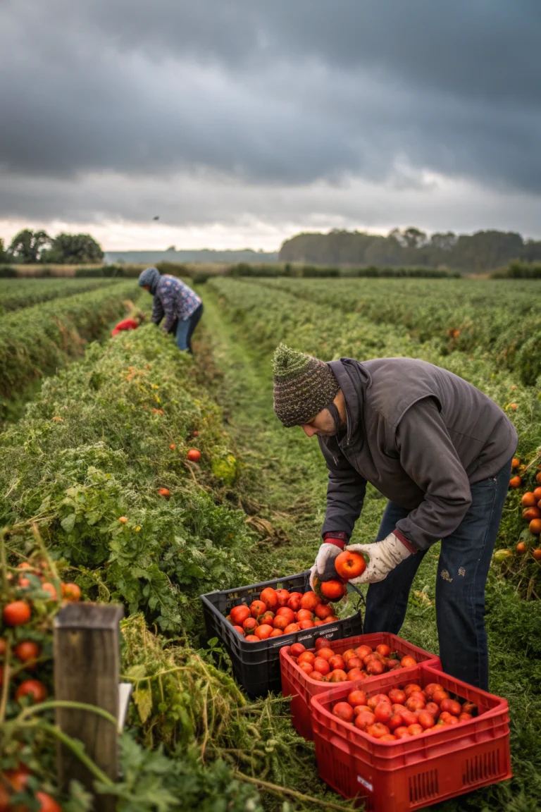 Harvesting Late Tomatoes Before First Frost Arrives