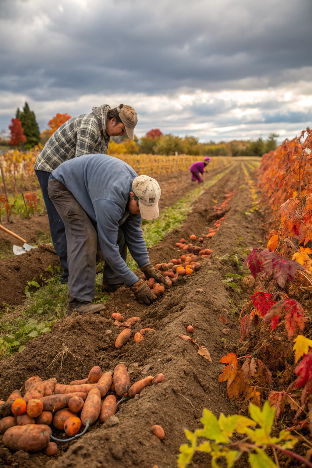 harvesting, sweet, potatoes, from, autumn — step-by-step tutorial and detailed guide