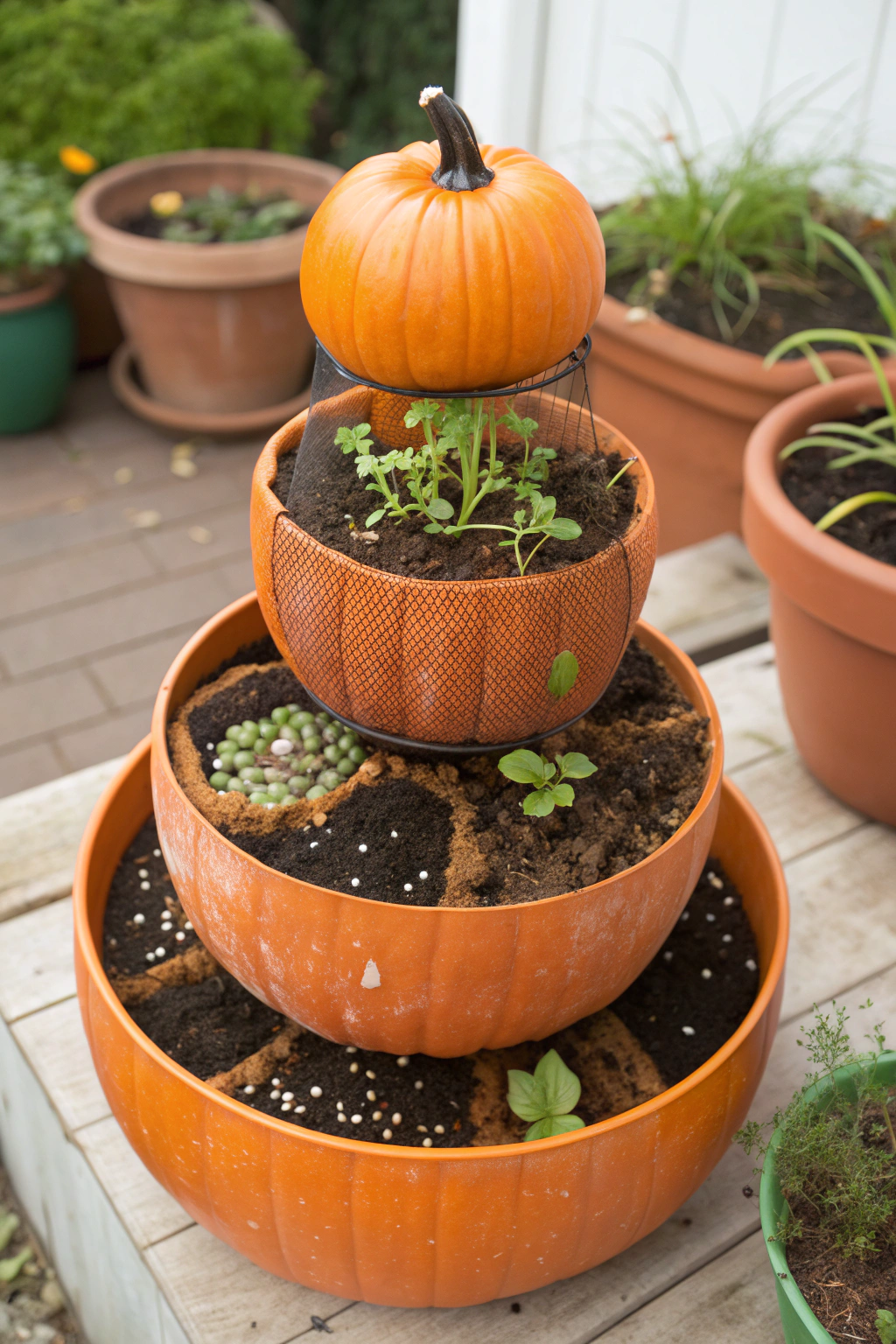 Pumpkin Tower Planter Materials