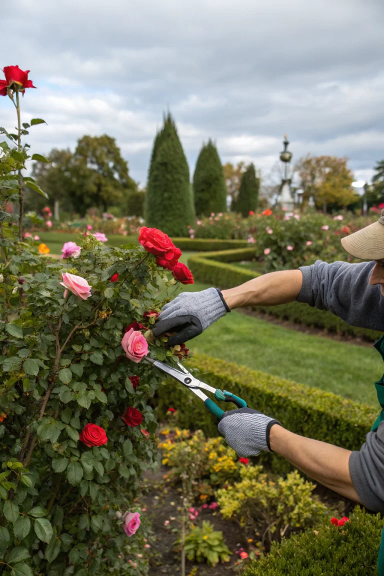 Trimming Rose Bushes During Cool October Weather