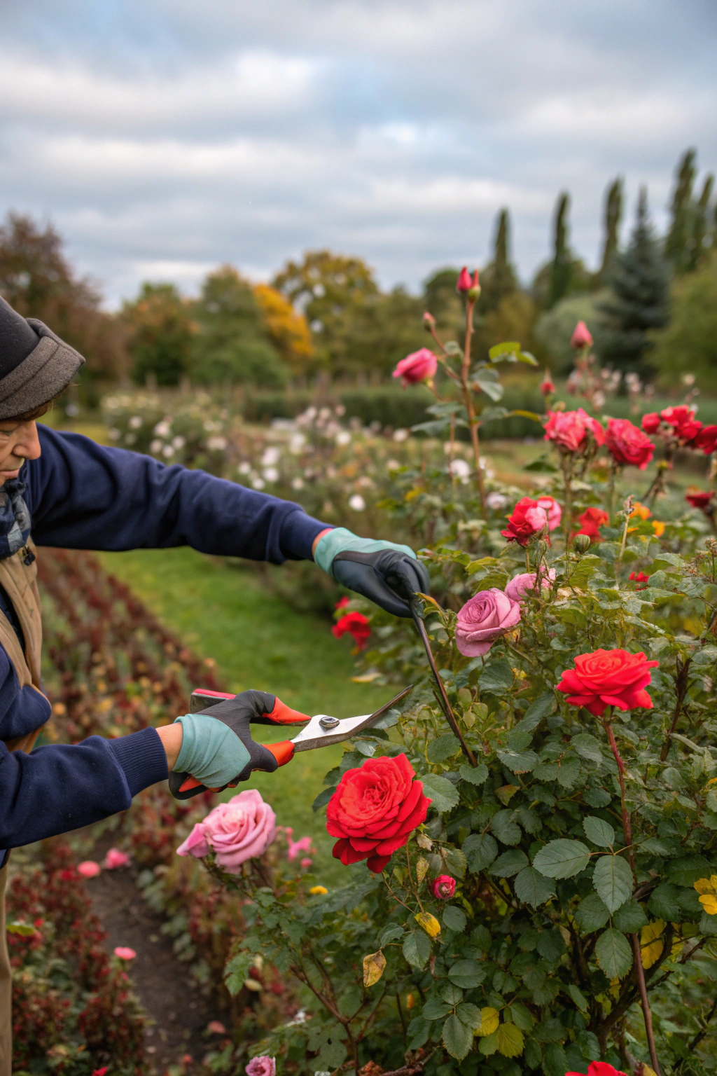 trimming, rose, bushes, during, cool — step-by-step tutorial and detailed guide