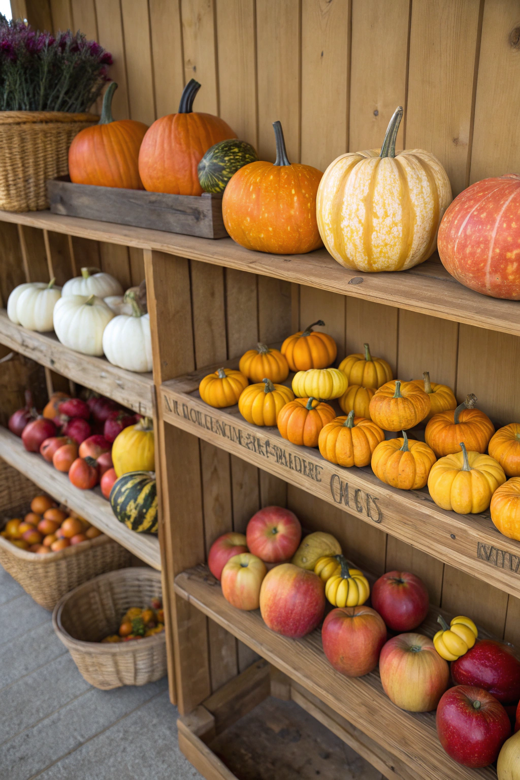 wooden, shelves, displaying, seasonal, gourds — step-by-step tutorial and detailed guide