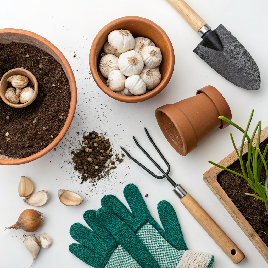 grow garlic pots balcony