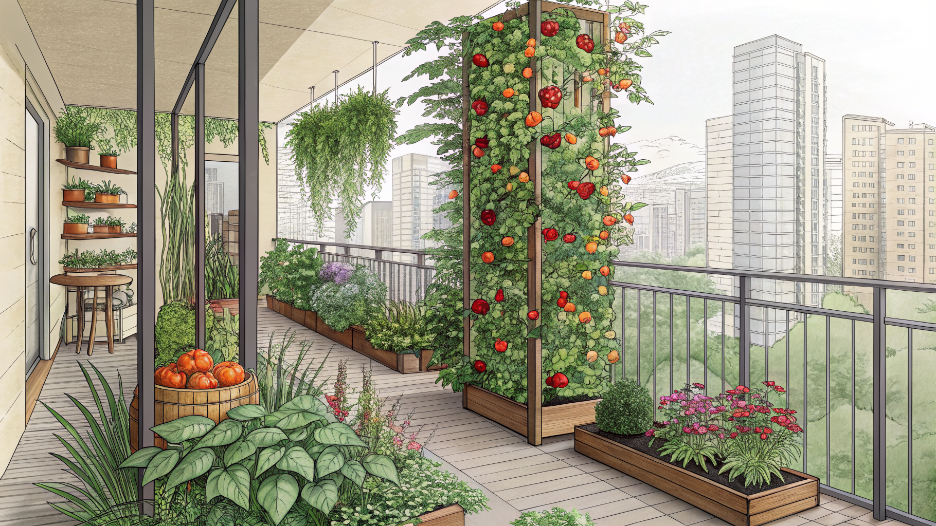 Planting a Food Forest in a Condo Balcony: Vertical Layers with Trellises