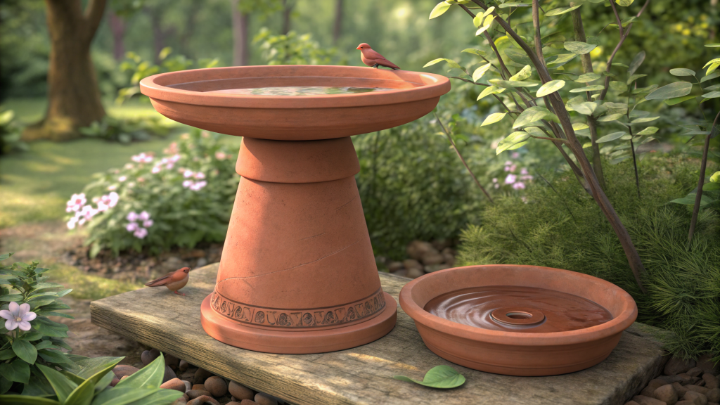 DIY Bird Bath from a Terra Cotta Pot and Saucer