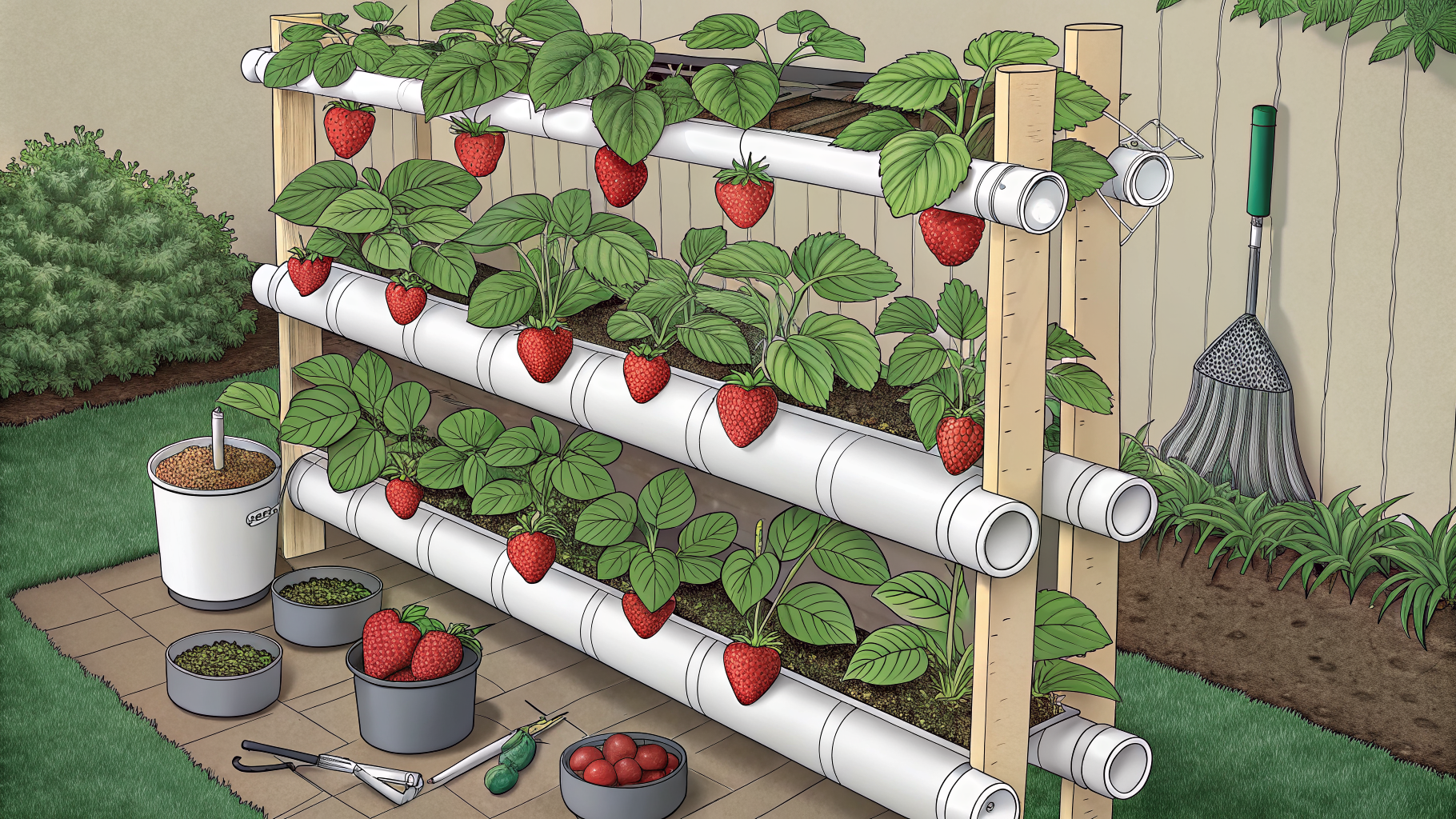 DIY Vertical Strawberry Planter from PVC Pipe