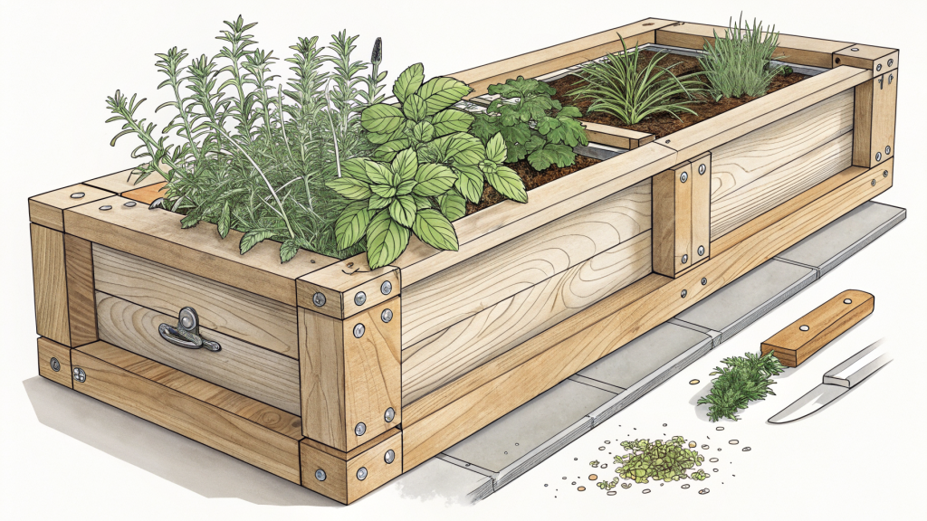 Building a Cedar Window Box with Built-In Drip Tray for Herbs