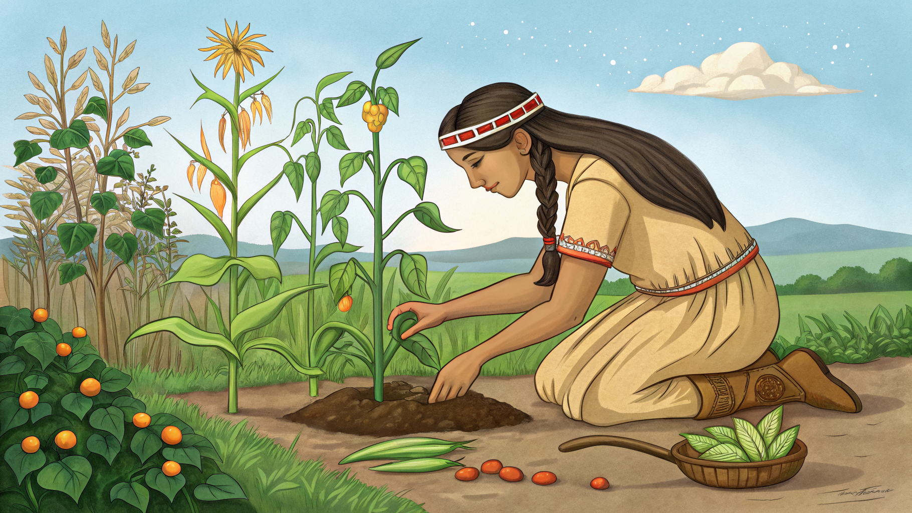 Planting a Three-Sisters Guild with Heirloom Corn, Beans, and Squash