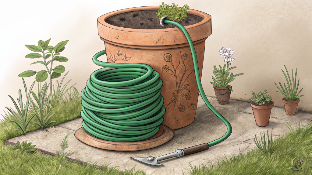 DIY Garden Hose Guide from a Terracotta Pot to Prevent Kinks