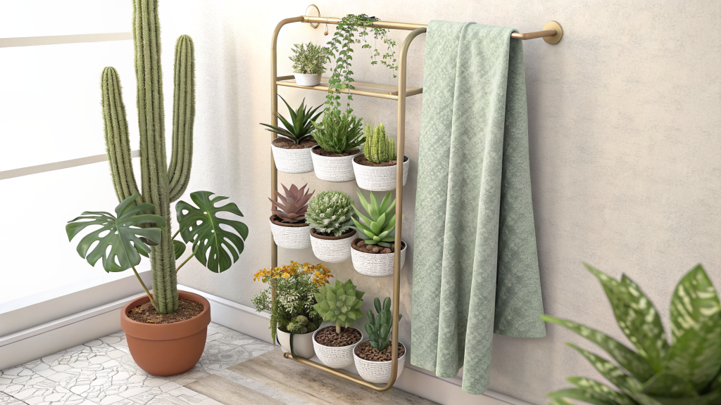 DIY Upcycled Towel Rack Vertical Planter for Succulents
