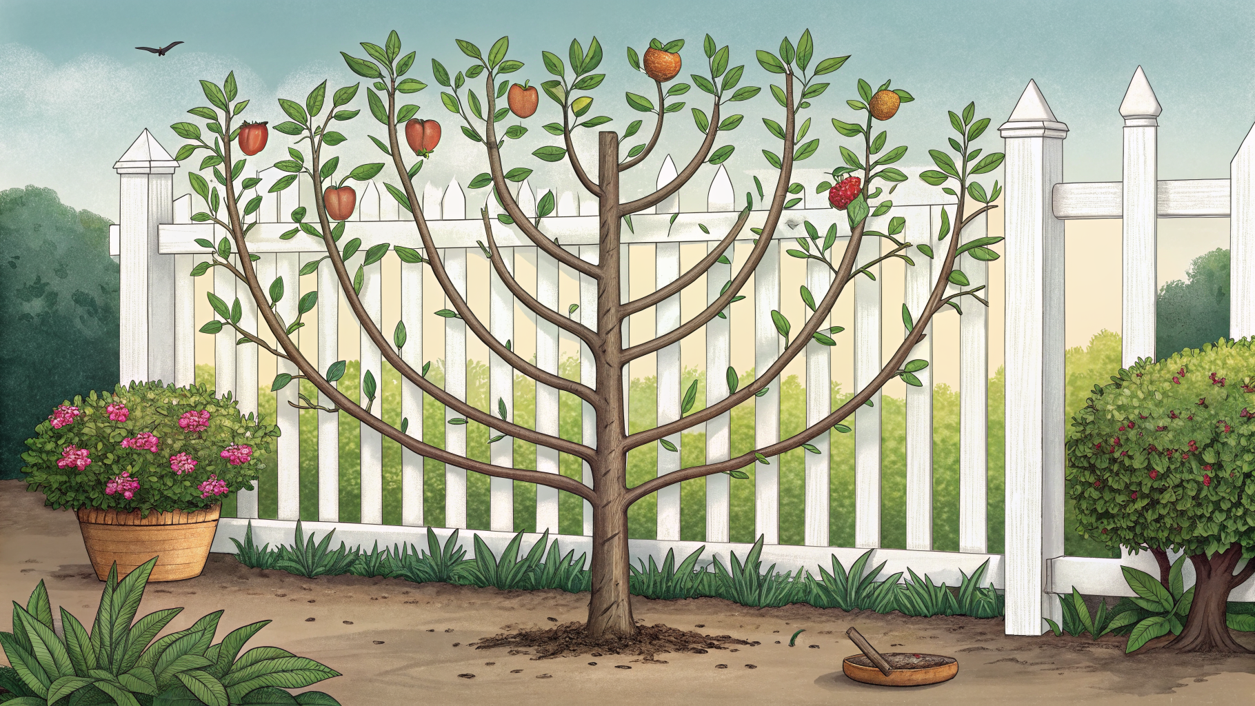 How to Train a Young Fruit Tree into an Espalier Against a Wall