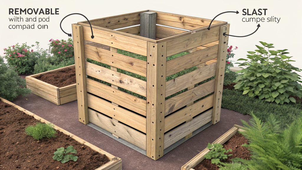 DIY Pallet Compost Bin with Removable Slats for Easy Turning
