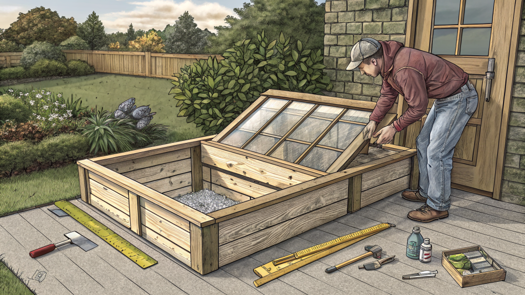 Building a Cold Frame from Scrap Lumber and Old Windows for Winter Greens