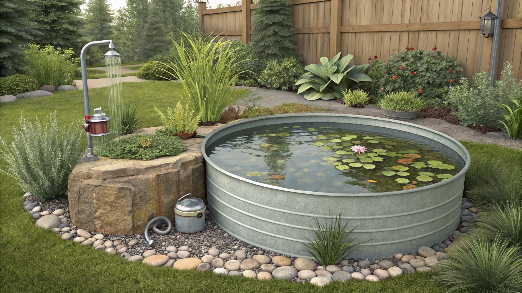 DIY Garden Pond from a Stock Tank with Bog Filter for Clear Water