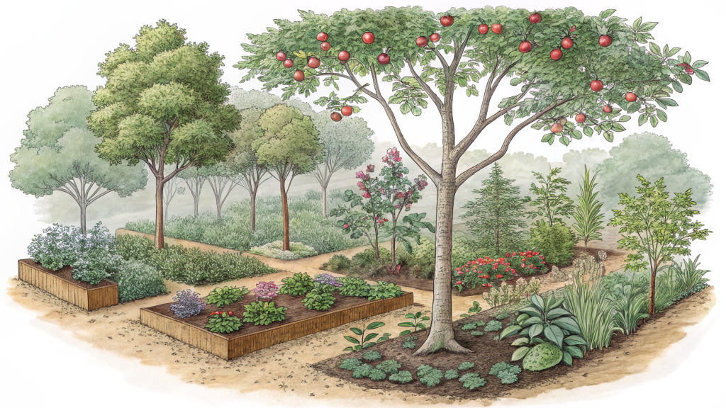 Design a Permaculture Food Forest with 7 Layers in a 1/4 Acre Lot