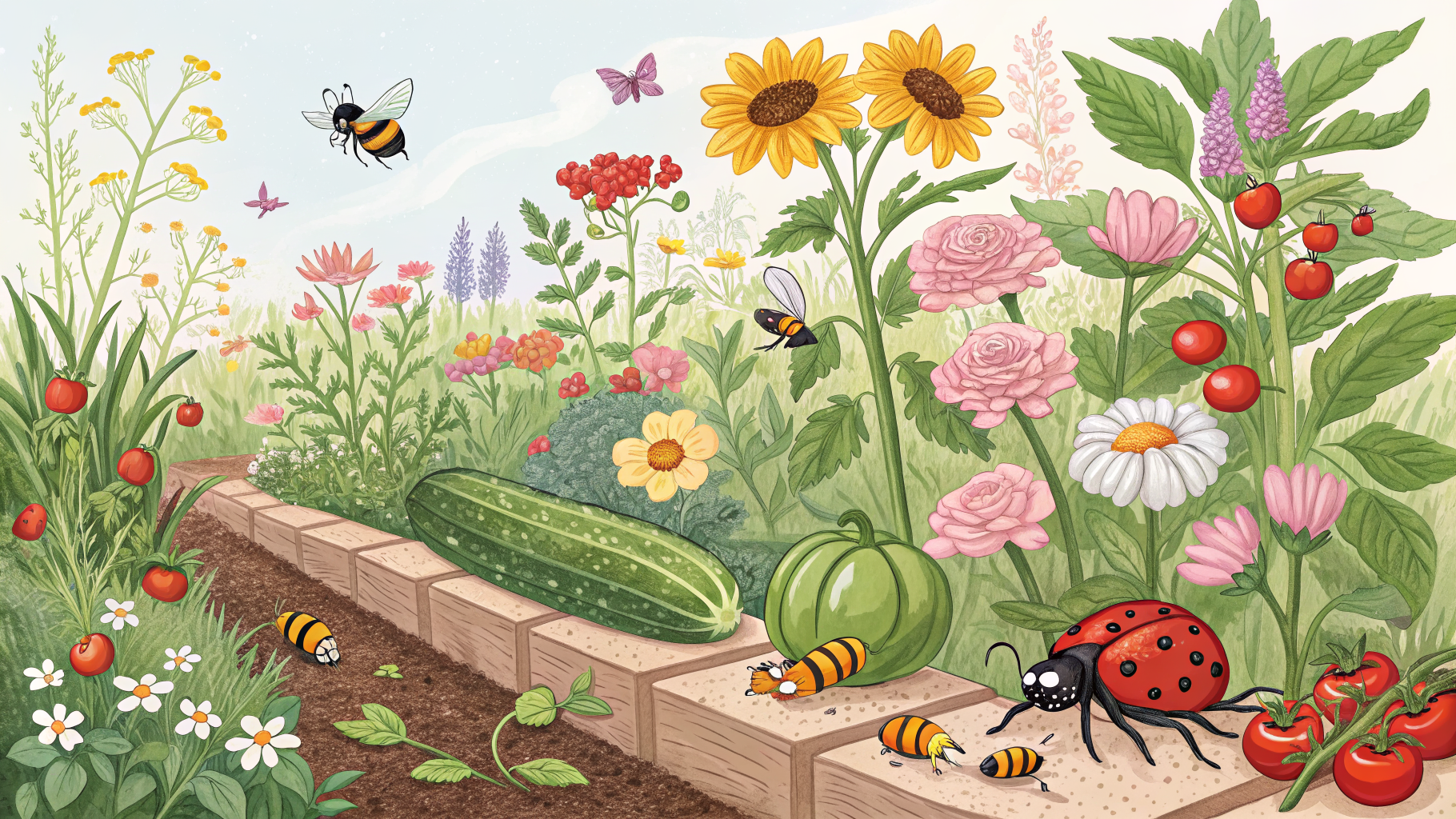 How to Attract Beneficial Insects with a Flower Strip in Vegetable Garden