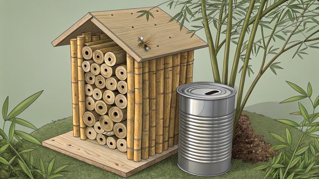 DIY Mason Bee House from Bamboo Stems and a Tin Can