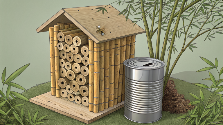 DIY Mason Bee House from Bamboo Stems and a Tin Can