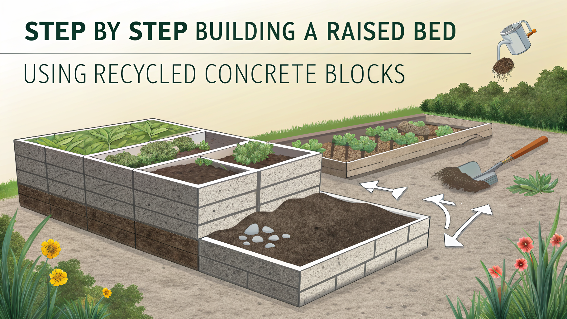 How to Build a Raised Bed from Recycled Concrete Blocks