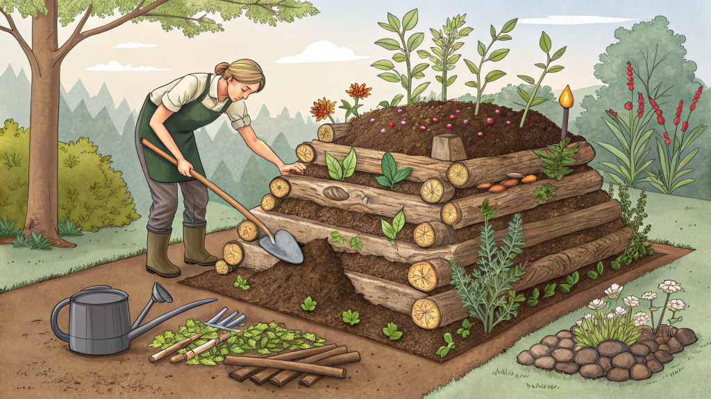 How to Create a Hugelkultur Mound Bed for No-Dig Gardening