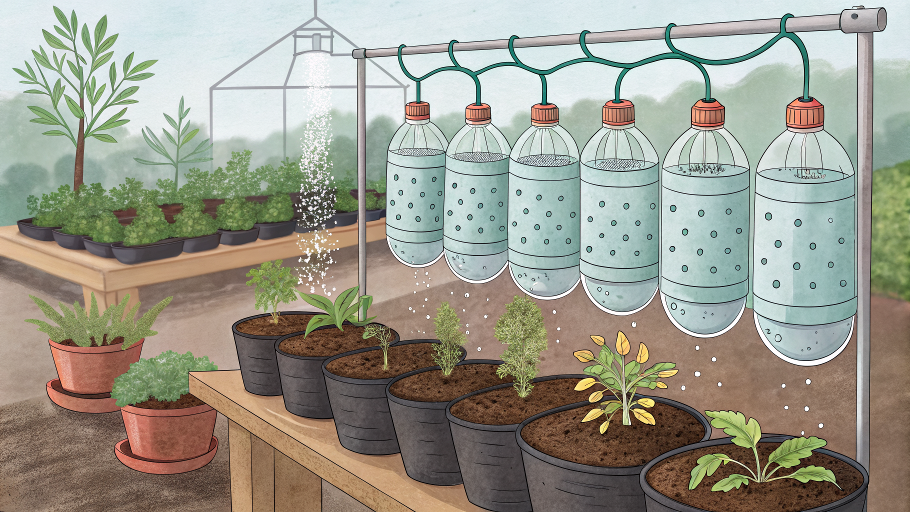 DIY Drip Irrigation System from Recycled Plastic Bottles for Pots