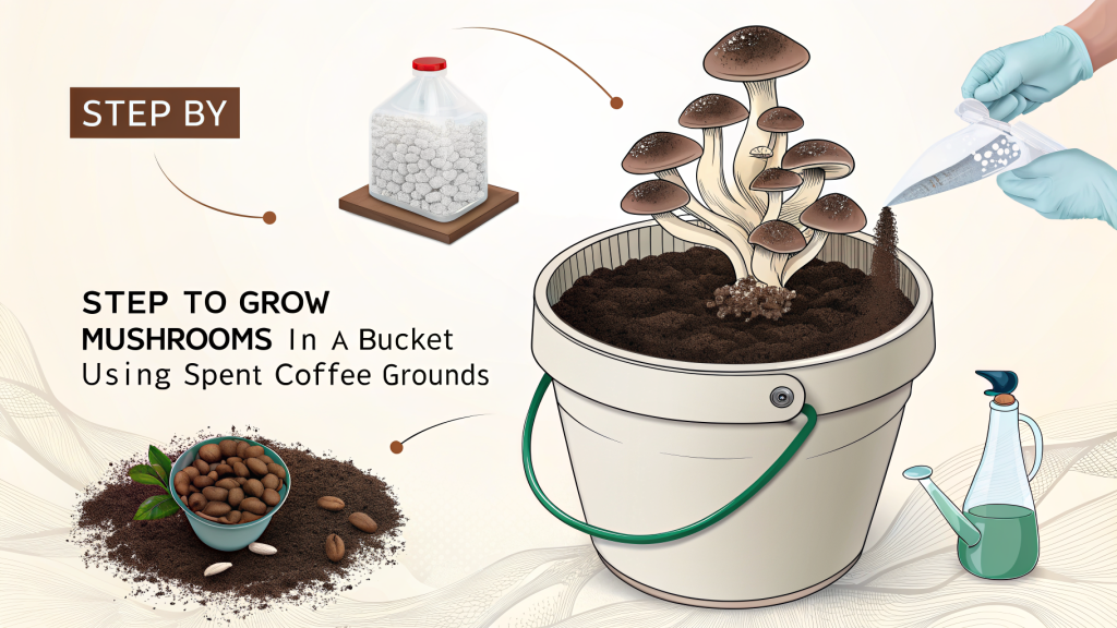 How to Grow Mushrooms in a Bucket Using Spent Coffee Grounds